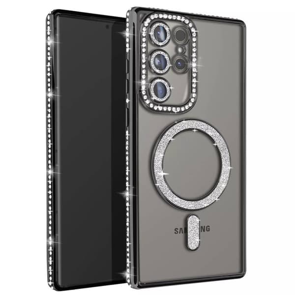 Diamond bling MagSafe deksel Samsung Galaxy S24 Ultra - Svart