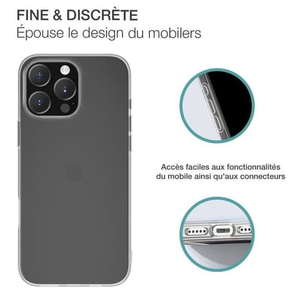 Coque - BIGBEN - iPhone 16 Pro Max - Mjuk - Anti-gulning - Transparent