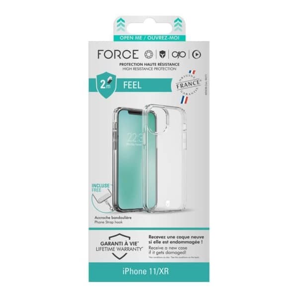 Skyddsskal - FORCE CASE - iPhone XR/11 - Förstärkt - Transparent - Stötdämpning