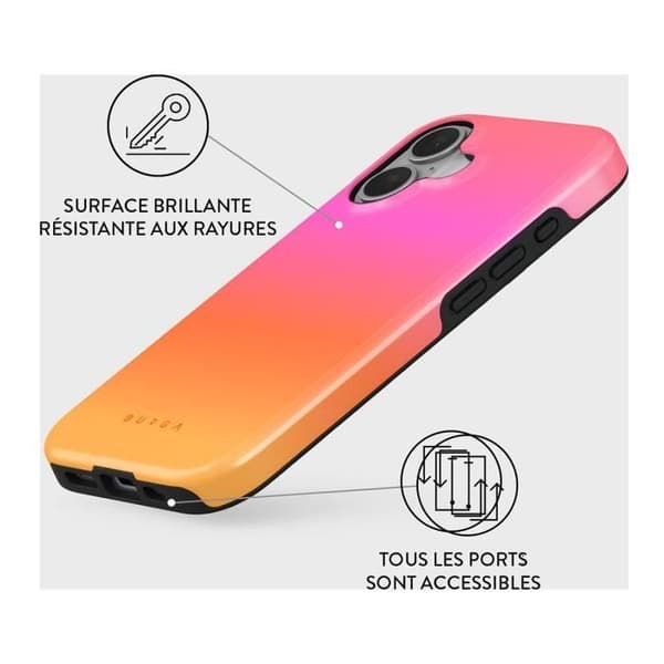 Coque för iPhone 16 Plus MagSafe Tough Antichocs Modell Sunset Club Burga Multikolor