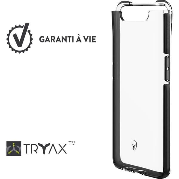 Halvstyvt fodral Force Case Life genomskinlig mörkgrå kontur Galaxy A80