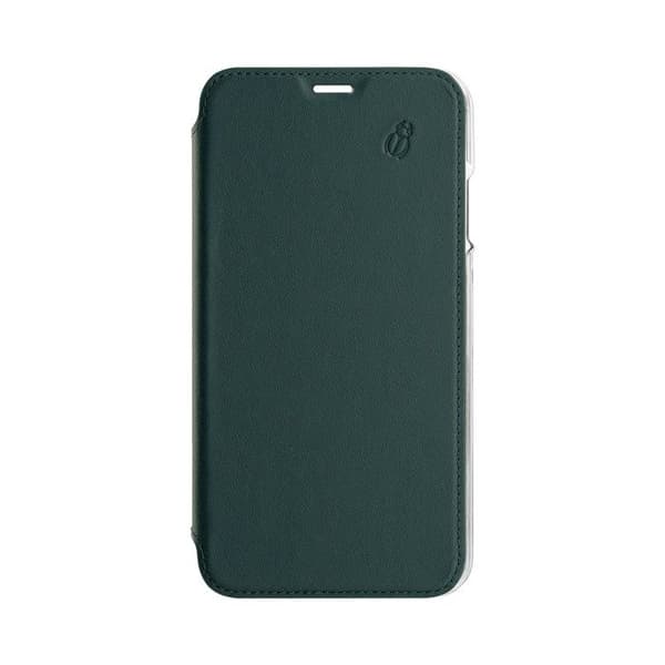 Folioettui för Apple iPhone 11 Premium i läder med kristallbakstycke och kortfodral BEETLECASE mörkgrön