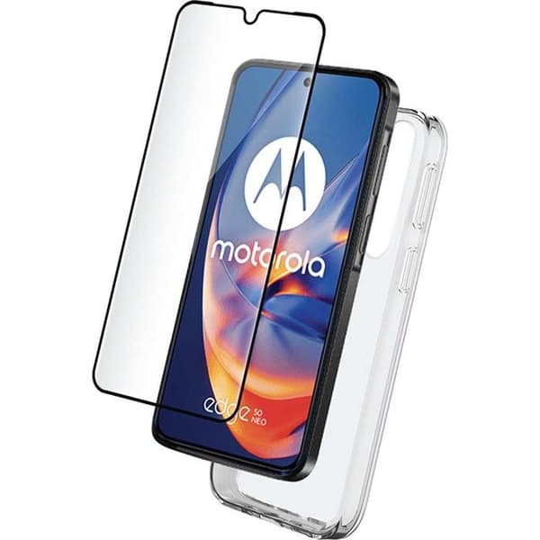 Coque + Härdat glas skärm för Motorola Edge 50 Neo - Transparent