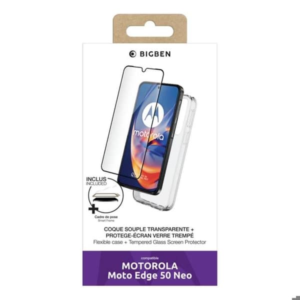 Coque + Härdat glas skärm för Motorola Edge 50 Neo - Transparent