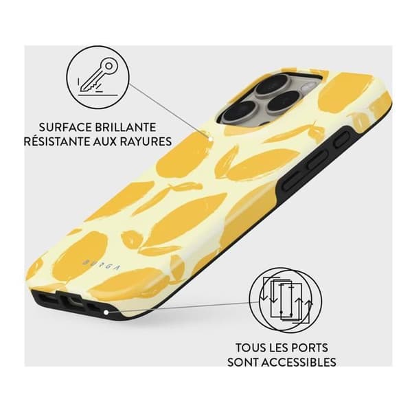 Coque för iPhone 16 Pro Max MagSafe Tough Antichocs Modell Lemon Tart Burga Gul