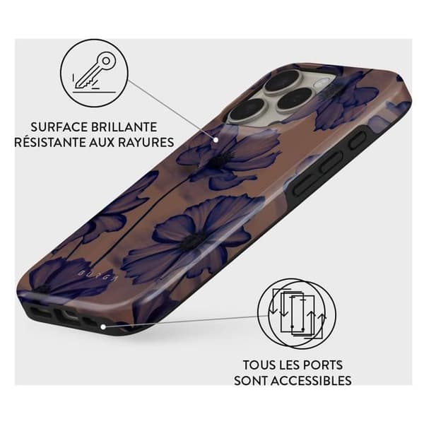 Coque för iPhone 16 Pro MagSafe Tough Antichocs Modell Velvet Night Burga Lavande