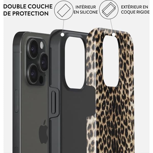 Coque för iPhone 15 Pro Max Tough Antichocs Modell Player Burga Leopard