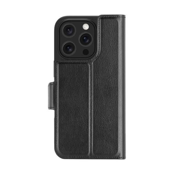 Étui Folio - DBRAMANTE1928 - iPhone 16 Pro - Svart Läder - Ställfunktion - Kortplatser