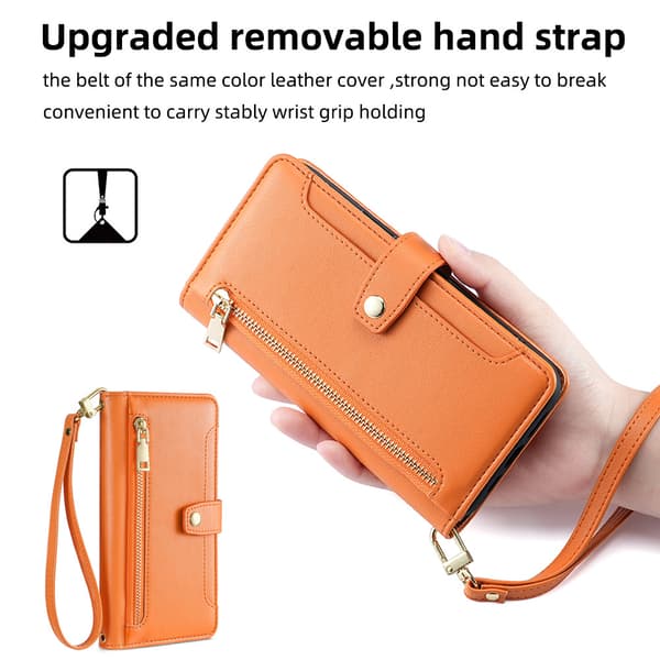 INF Redmi Note  telefonpungetaske - Orange med lang skulderrem og håndledsrem Model 1