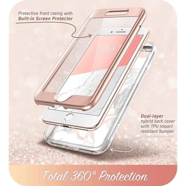 i-Blason Skal för iPhone 8 Plus / iPhone 7 Plus Design Mönster Glitter Heltäckande 360 Cosmo Med Inbyggd Skärmskydd