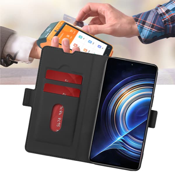 INF Redmi Note 13 Pro+ 5G -kotelo, PU-nahkainen lompakkokotelo korttipaikalla ja jalustalla