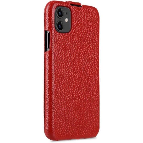 Fodral med lock för iPhone 11 6,1 i röd läder MELCKO
