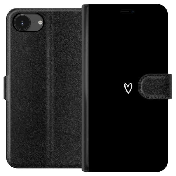 Apple iPhone 16e Lompakkokotelo Musta Sydän