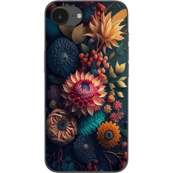 Apple iPhone 16e Genomskinligt Skal Blommor