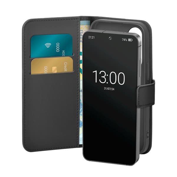 Puro Samsung Galaxy S25 Plus Kotelo Wallet Stand Musta