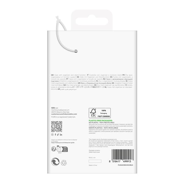 Puro Samsung Galaxy S25 Ultra Kotelo Wallet Stand Musta