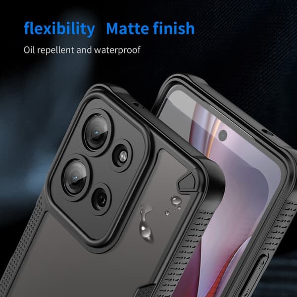SKALO Motorola Moto G75 5G Armor Hybrid Frosted Suojakuori - Musta