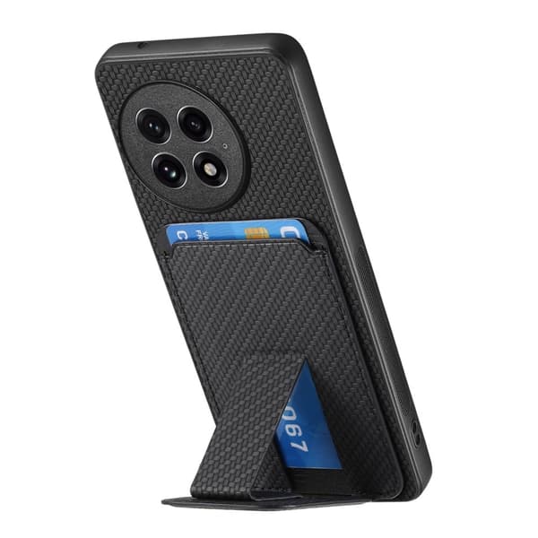 SKALO OnePlus 13 Carbon Fiber Kortfack Skal - Svart