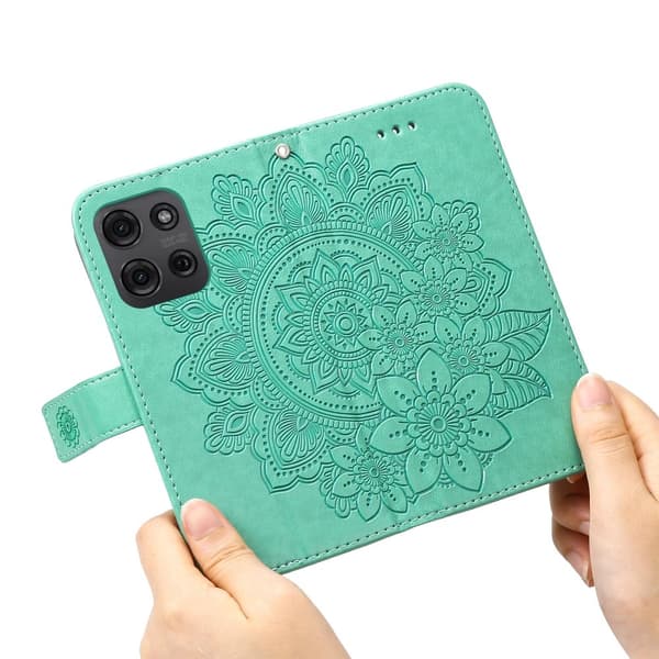 SKALO Motorola Moto G75 5G Mandala Flip Cover - Turkis