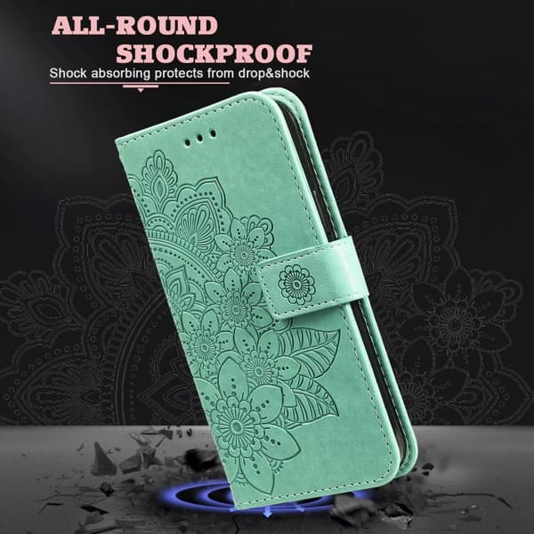 SKALO Motorola Moto G75 5G Mandala Flip Cover - Turkis