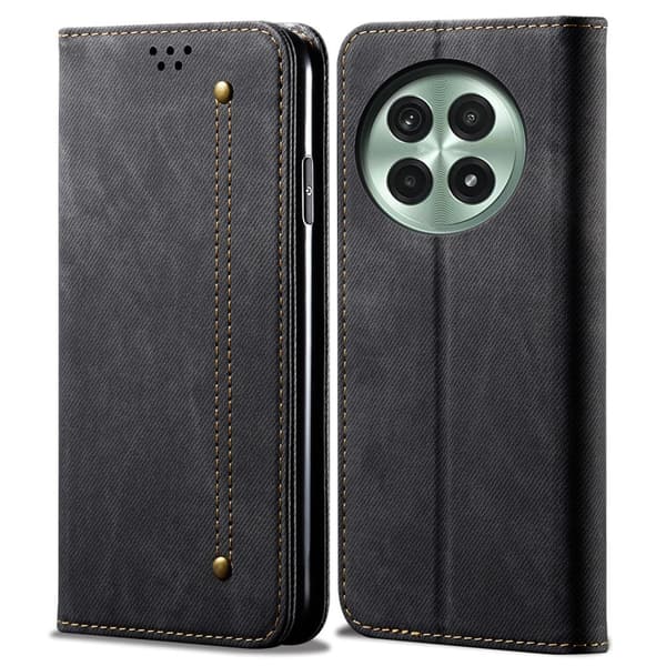 SKALO OnePlus 13 Jeans Lompakkokotelo - Musta