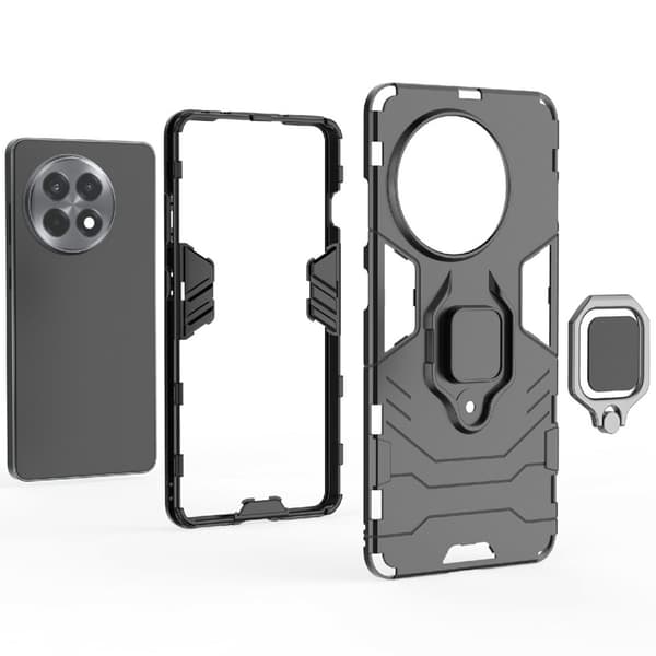 SKALO OnePlus 13R Armor Metallring Suojakuori - Musta