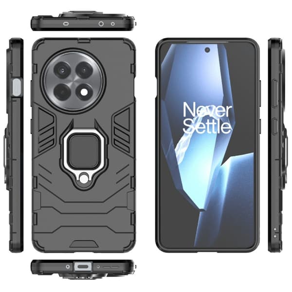 SKALO OnePlus 13R Armor Metallring Suojakuori - Musta