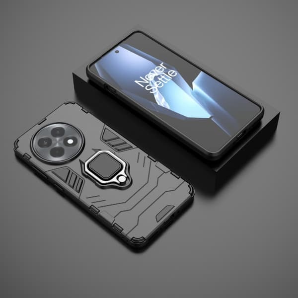 SKALO OnePlus 13R Armor Metallring Suojakuori - Musta