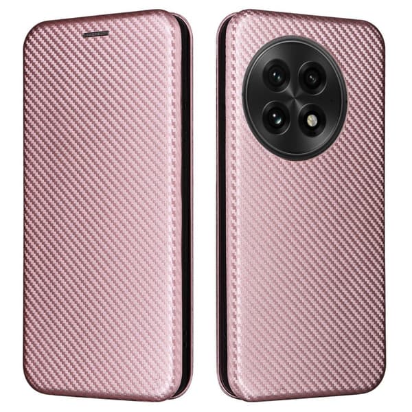 SKALO OnePlus 13 Carbon Fiber Flip Cover - Rosa guld