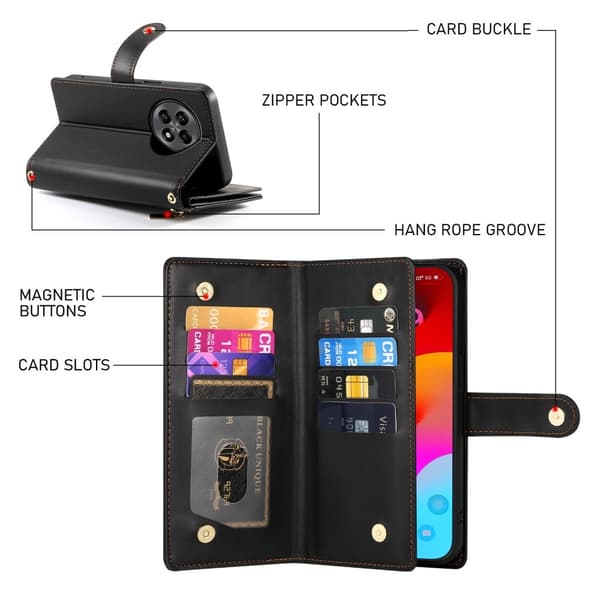 SKALO OnePlus 13R Zipper Big Plånboksfodral - Svart