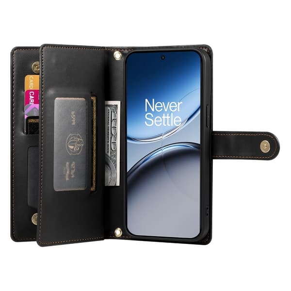 SKALO OnePlus 13R Zipper Big Plånboksfodral - Svart
