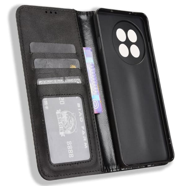 SKALO OnePlus 13R Embossed Premium Plånboksfodral - Svart