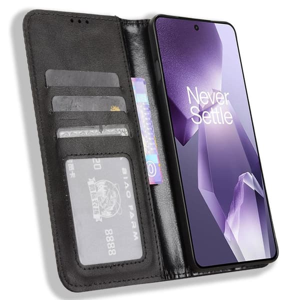 SKALO OnePlus 13R Embossed Premium Plånboksfodral - Svart