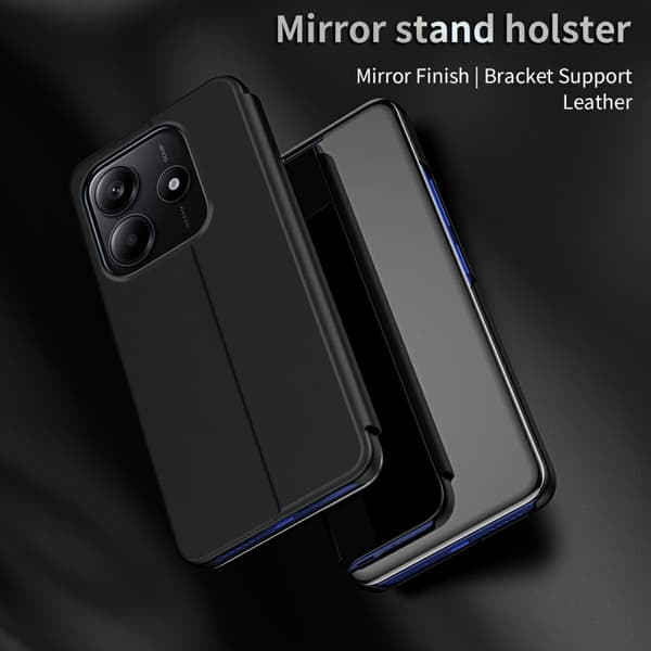 SKALO Xiaomi Redmi Note 14 5G Clear View Lompakkokotelo - Musta