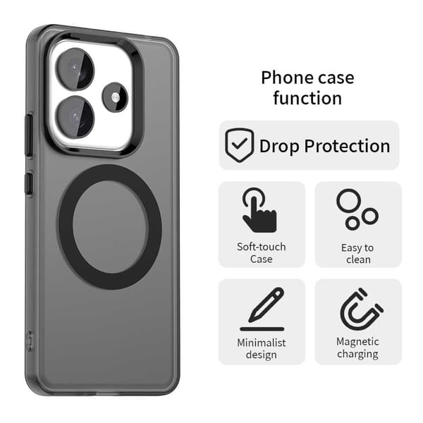 SKALO Xiaomi Redmi Note 14 5G Candy Series Hybrid Suojakuori - Musta