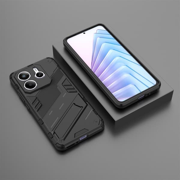SKALO Xiaomi Redmi Note 14 5G Armor Hybrid Punk Suojakuori - Musta