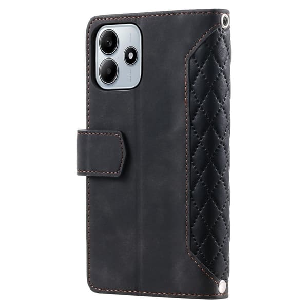 SKALO Xiaomi Redmi Note 14 5G Style 005 Big Wallet Quiltat Lompakkokotelo - Musta