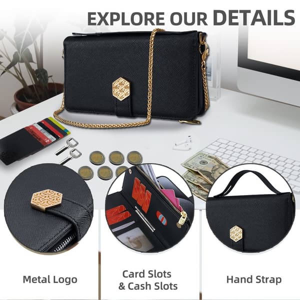 SKALO Xiaomi Redmi Note 14 5G Big Wallet Cross Texture Plånboksfodral - Svart