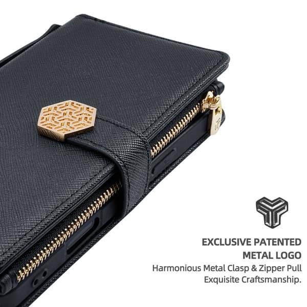SKALO Xiaomi Redmi Note 14 5G Big Wallet Cross Texture Plånboksfodral - Svart