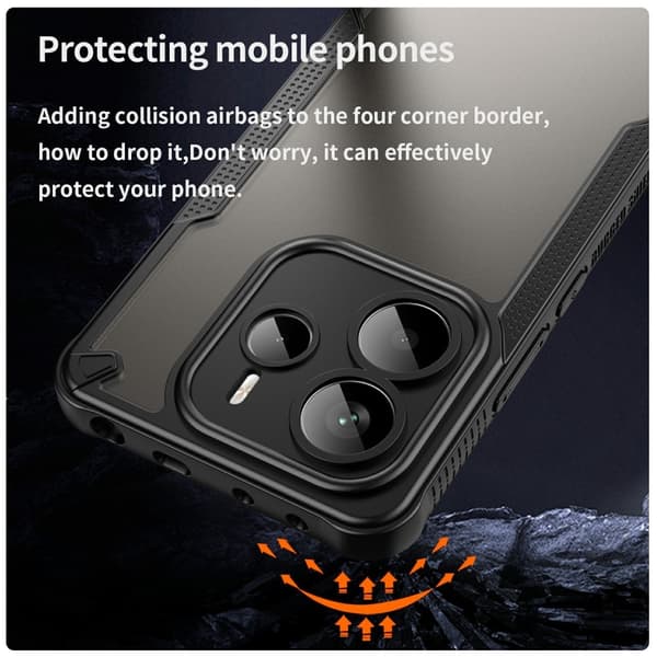 SKALO Xiaomi Redmi Note 14 5G Armor Hybrid Frosted Cover - Sort