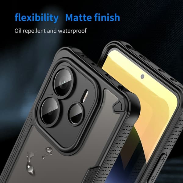SKALO Xiaomi Redmi Note 14 5G Armor Hybrid Frosted Cover - Sort