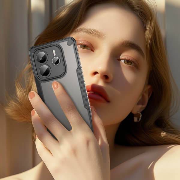 SKALO Xiaomi Redmi Note 14 5G Armor Hybrid Frosted Cover - Sort