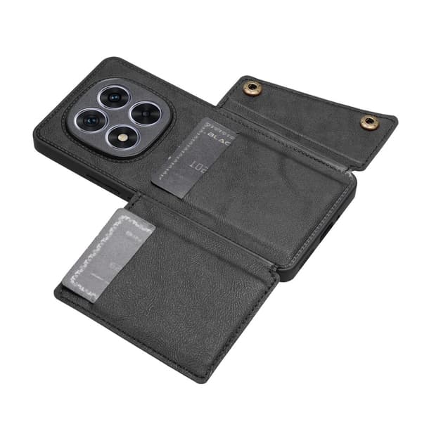SKALO Xiaomi Redmi Note 14 Pro 5G PU-Läder 2-Kortfack Skal - Svart