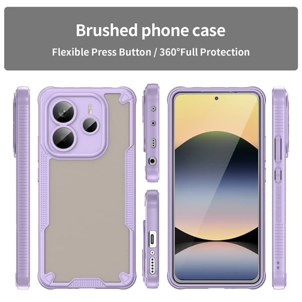 SKALO Xiaomi Redmi Note 14 5G Armor Hybrid Frosted Skal - Lila