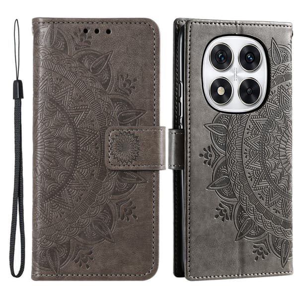SKALO Xiaomi Redmi Note 14 Pro 5G Mandala Plånboksfodral - Grå