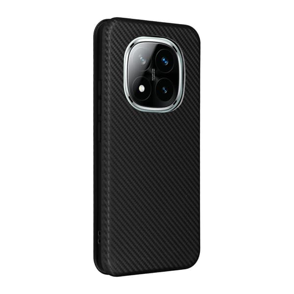 SKALO Xiaomi Redmi Note 14 Pro 5G Carbon Fiber Flip Cover - Sort