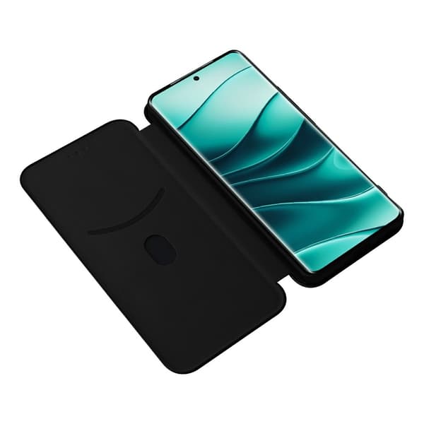SKALO Xiaomi Redmi Note 14 Pro 5G Carbon Fiber Flip Cover - Sort