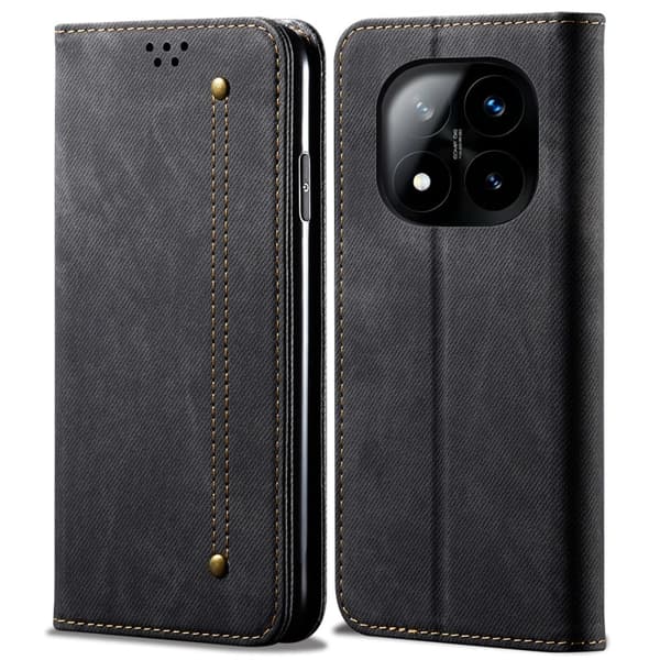 SKALO Xiaomi Redmi Note 14 Pro+ 5G Jeans Lompakkokotelo - Musta