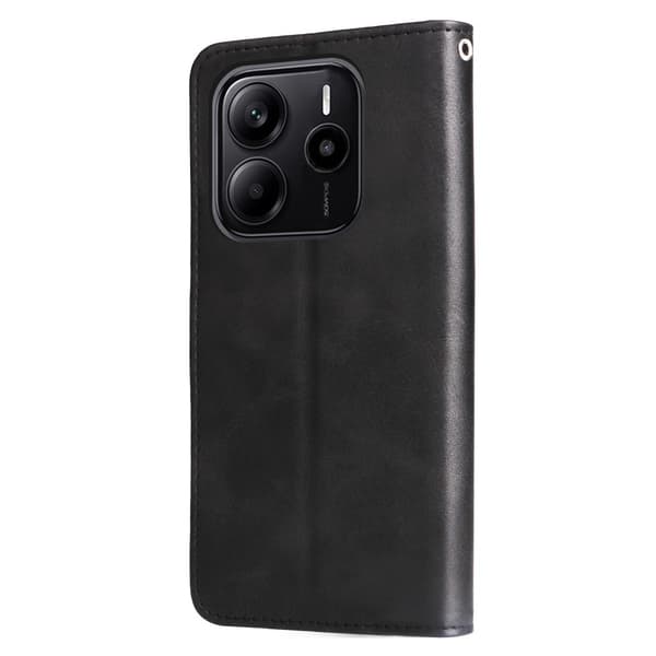 SKALO Xiaomi Redmi Note 14 4G Klassinen vetoketju Lompakkokotelo - Musta