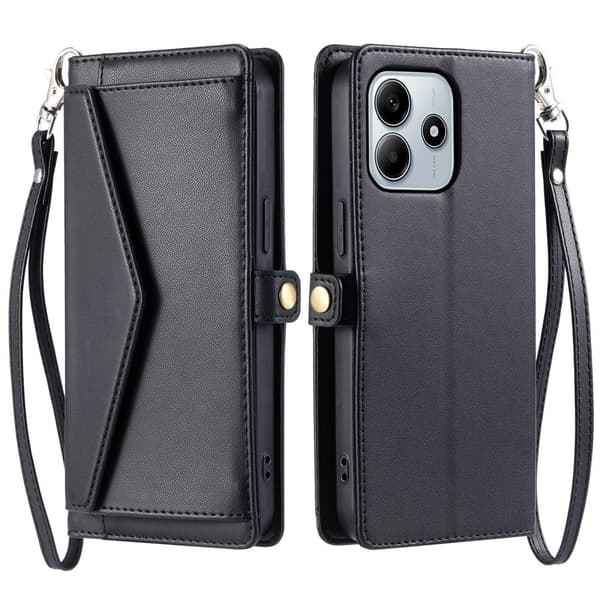 SKALO Xiaomi Redmi Note 14 4G PU-Læder Kuvert Flip Cover - Sort